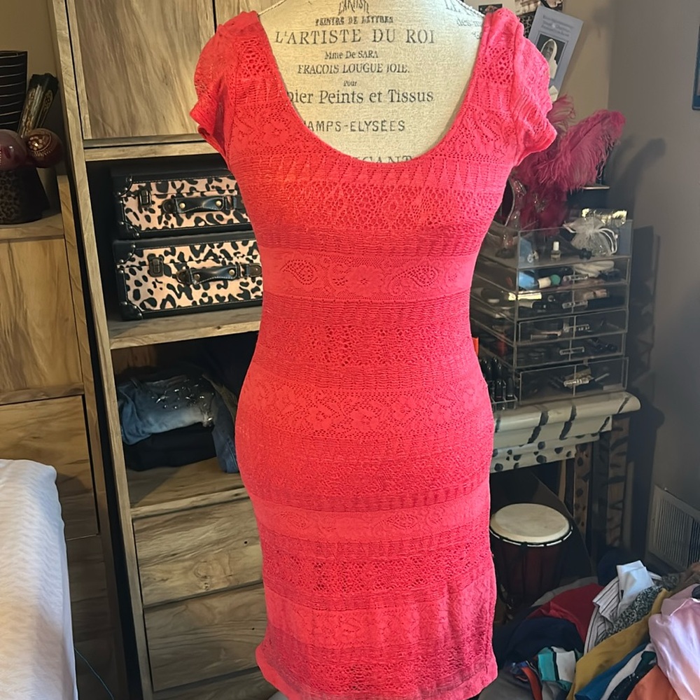 Eight Sixty Pink Lace Stretch Dress- Medium - Picture 1 of 5